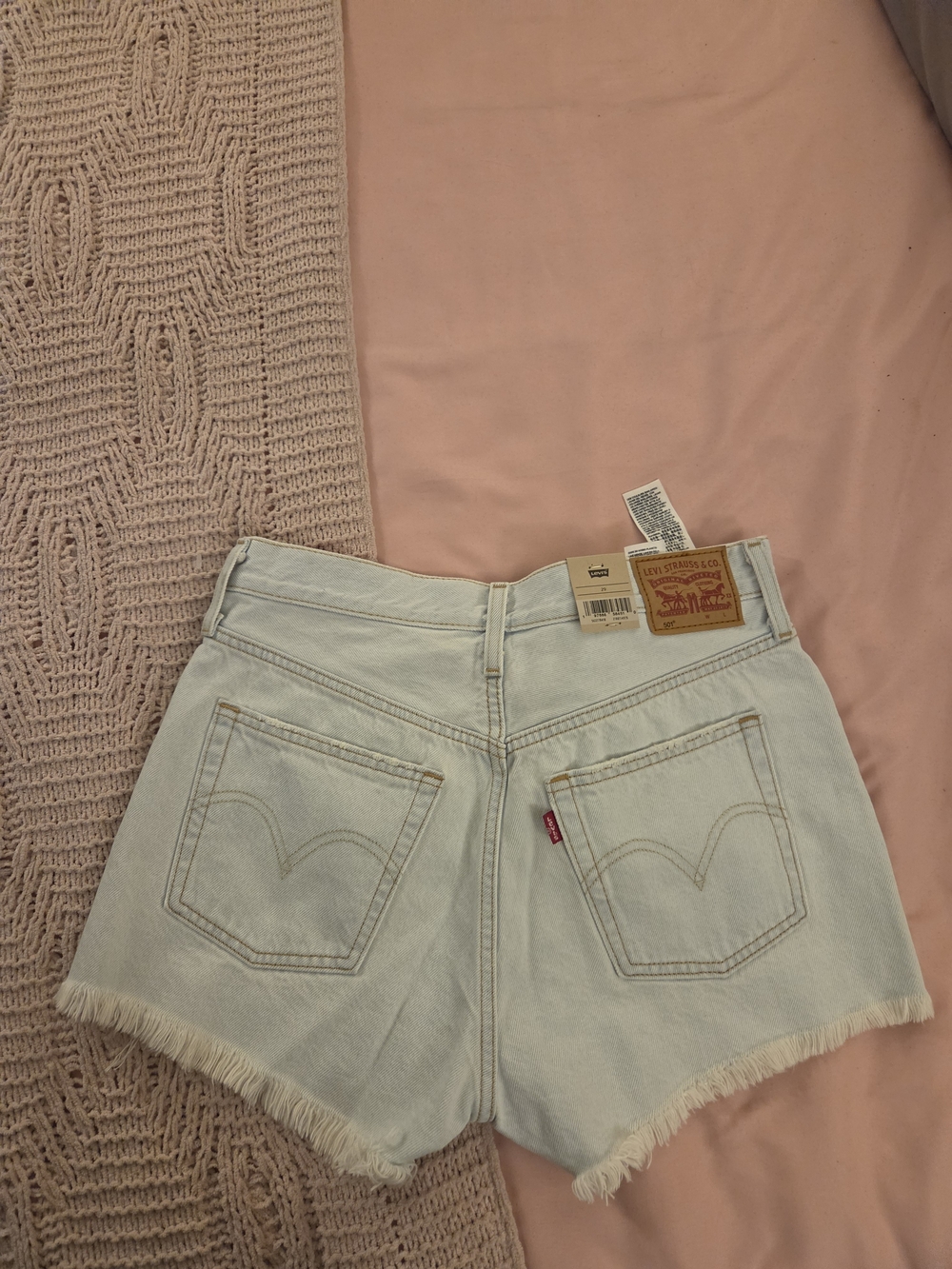 Levi's  501 Light Blue Denim Frayed Hem Cutoff Shorts NWT
